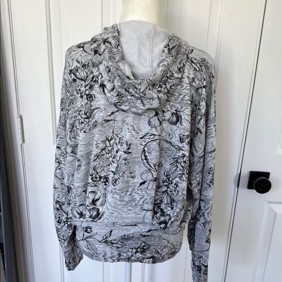 Athleta Gray Black Floral Zip-Up Hoodie Athleisure Jacket. - Picture 5 of 8